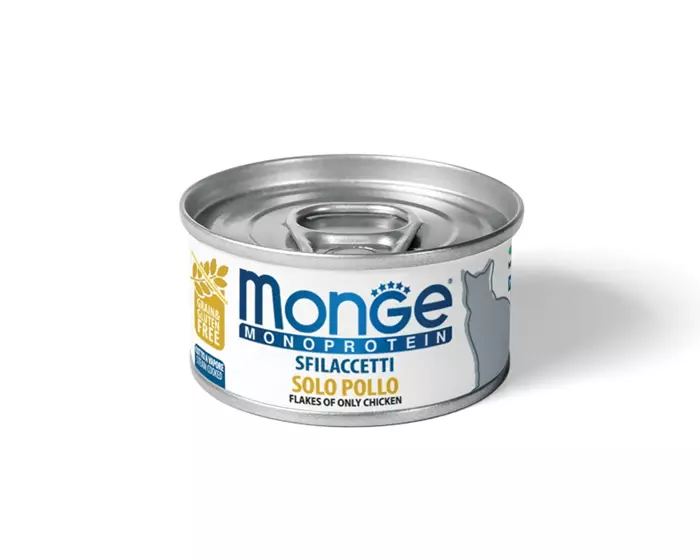 Консервы MONGE Monoprotein для взрослых кошек хлопья из курицы на пару 70007160 - фото 11807