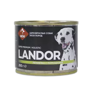 Консервы LANDOR для собак с перепелкой и потрошками 200 гр