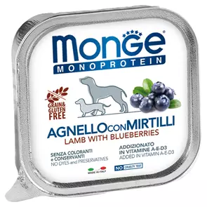 Паштет MONGE Monoprotein Fruits для собак из ягненка с черникой Agnelloconmirtilli Lamb with Blueberries