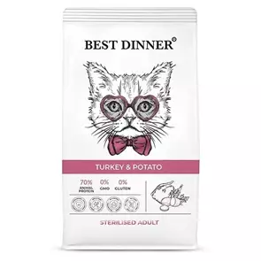 Сухой корм BEST DINNER для стерилизованных кошек с индейкой и картофелем для чувствительного пищеварения Sterilised Adult Turkey &amp; Potato