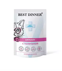 Пауч Best Dinner Exclusive VET PROFI для кошек с телятиной для профилактики МКБ Urinary (кусочки в соусе)